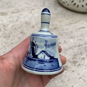 Delft Blue White Windmill Holland Ceramic Bell